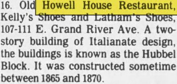 Old Howell House Restaurant - May 20 1987 Article (newer photo)